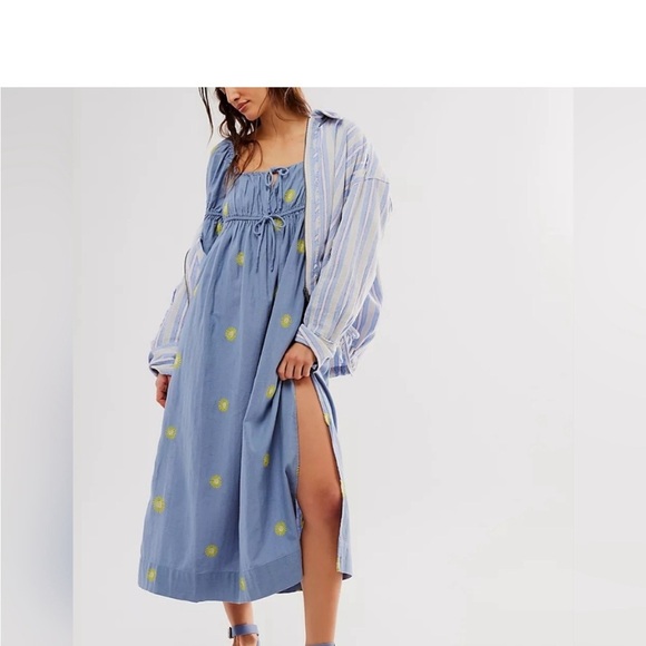 NWOT FREE PEOPLE Emory Embroidered Midi Dress SZ : M - Picture 4 of 14